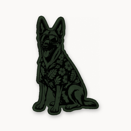 Beach Malinois Patrol – Leatherette Morale Patch — Dark Saddle Green
