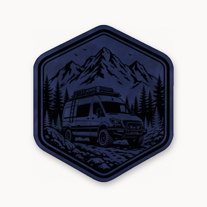 Overlanding Van Life – Leatherette Morale Patch — Dark Saddle Blue