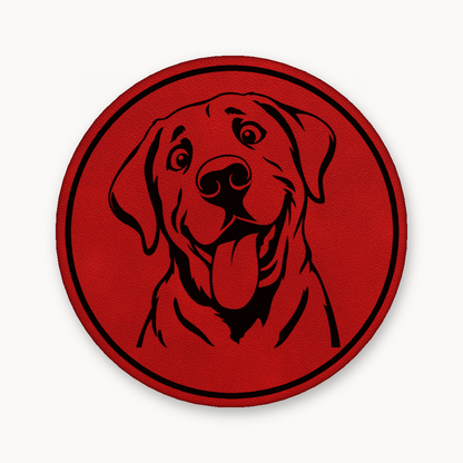 Goofy Labrador – Leatherette Morale Patch — Classic Red