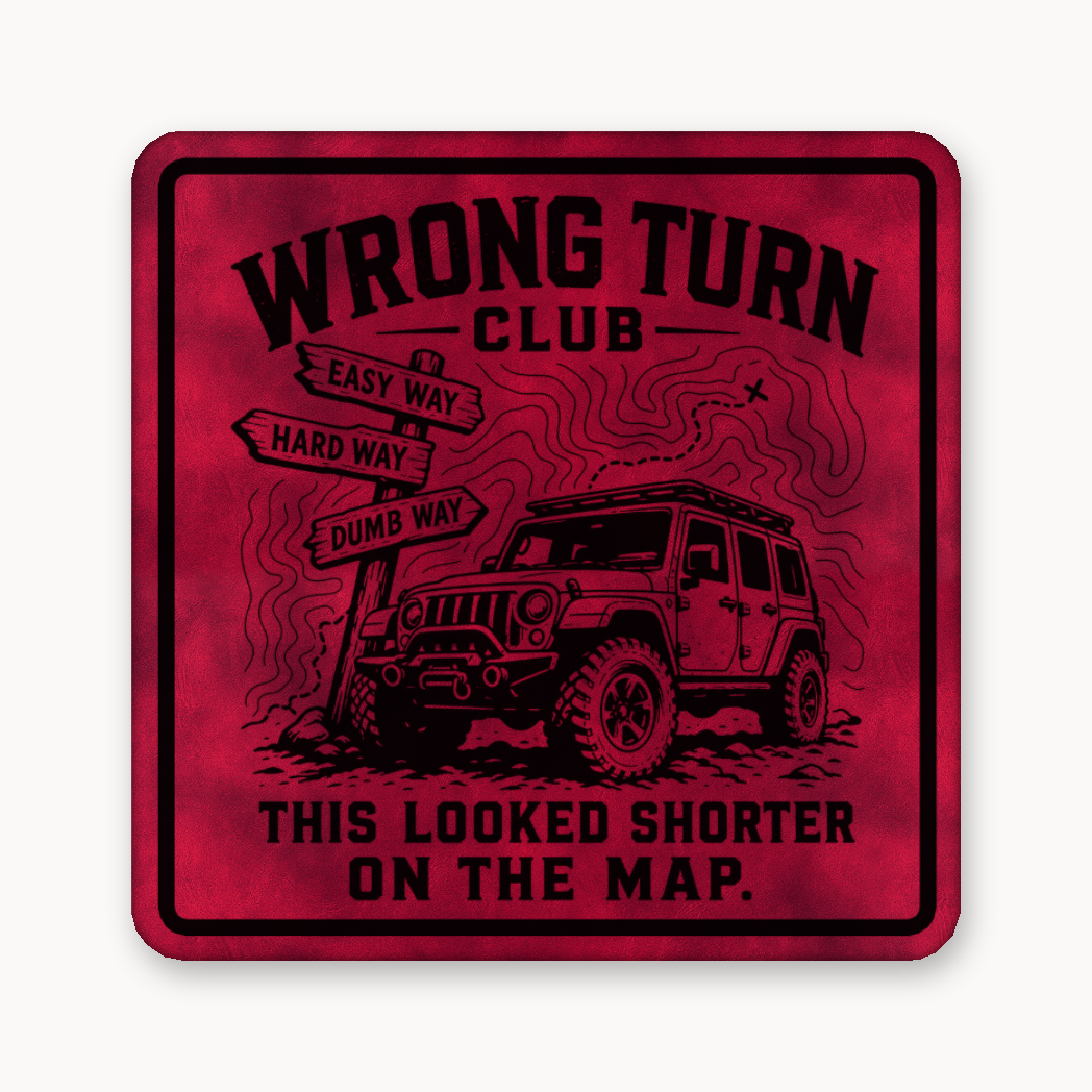 Wrong Turn Club – Leatherette Morale Patch — Dark Saddle Red