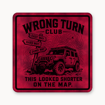 Wrong Turn Club – Leatherette Morale Patch — Dark Saddle Red