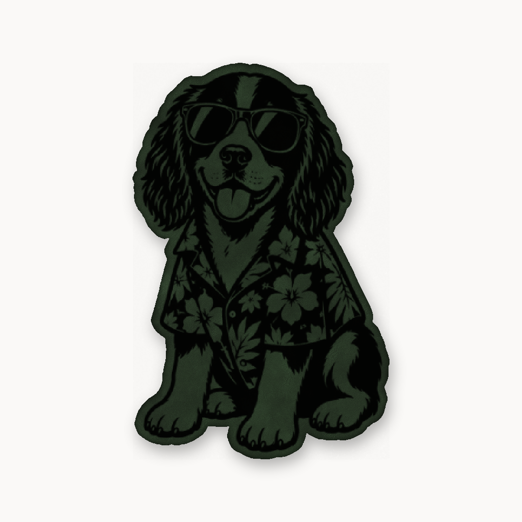 Beach Springer Spaniel – Leatherette Morale Patch — Dark Saddle Green