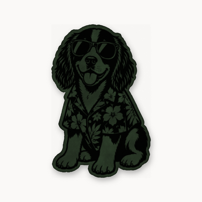Beach Springer Spaniel – Leatherette Morale Patch — Dark Saddle Green