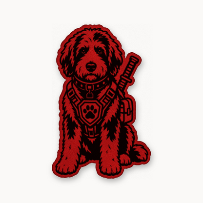 Tactical Bernedoodle – Leatherette Morale Patch — Classic Red