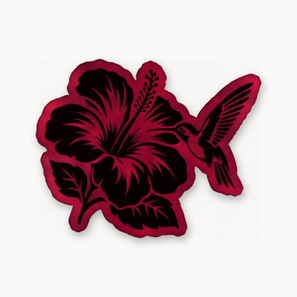 Humming Bird Flower – Leatherette Morale Patch — Dark Saddle Red