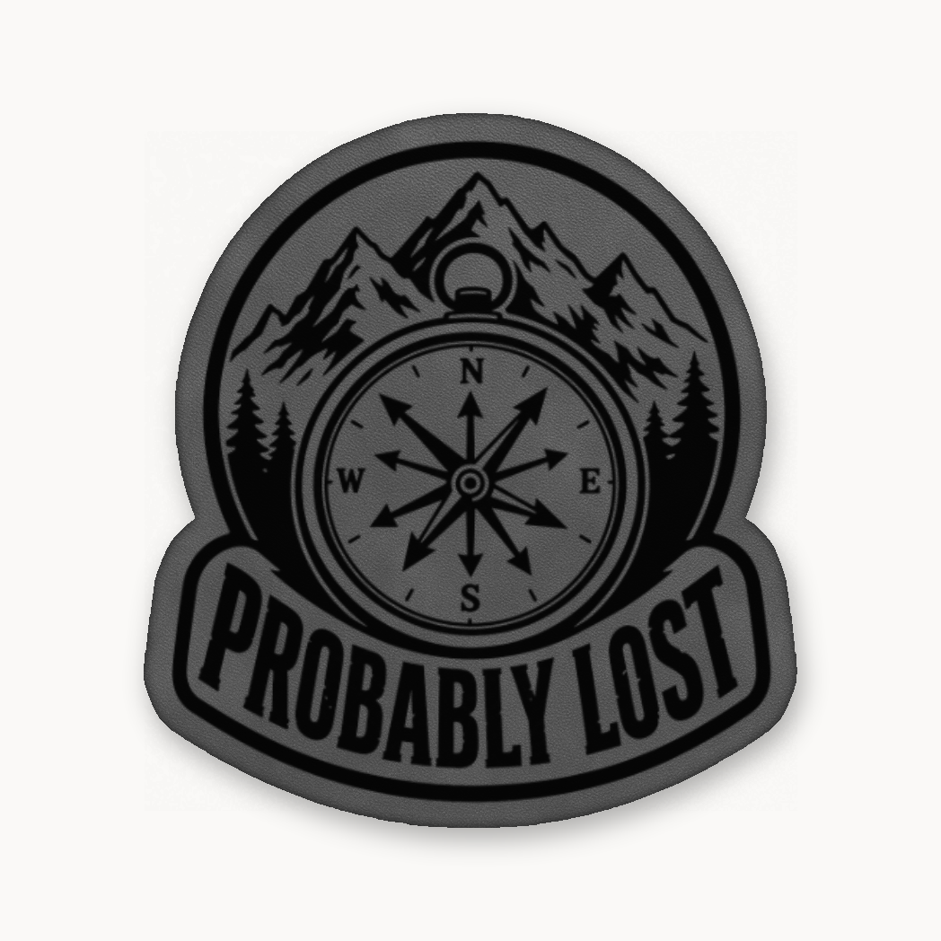 Probably Lost Compass Explorer – Leatherette Morale Patch — Classic Gray