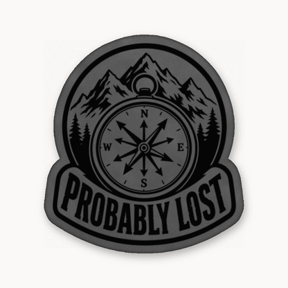 Probably Lost Compass Explorer – Leatherette Morale Patch — Classic Gray