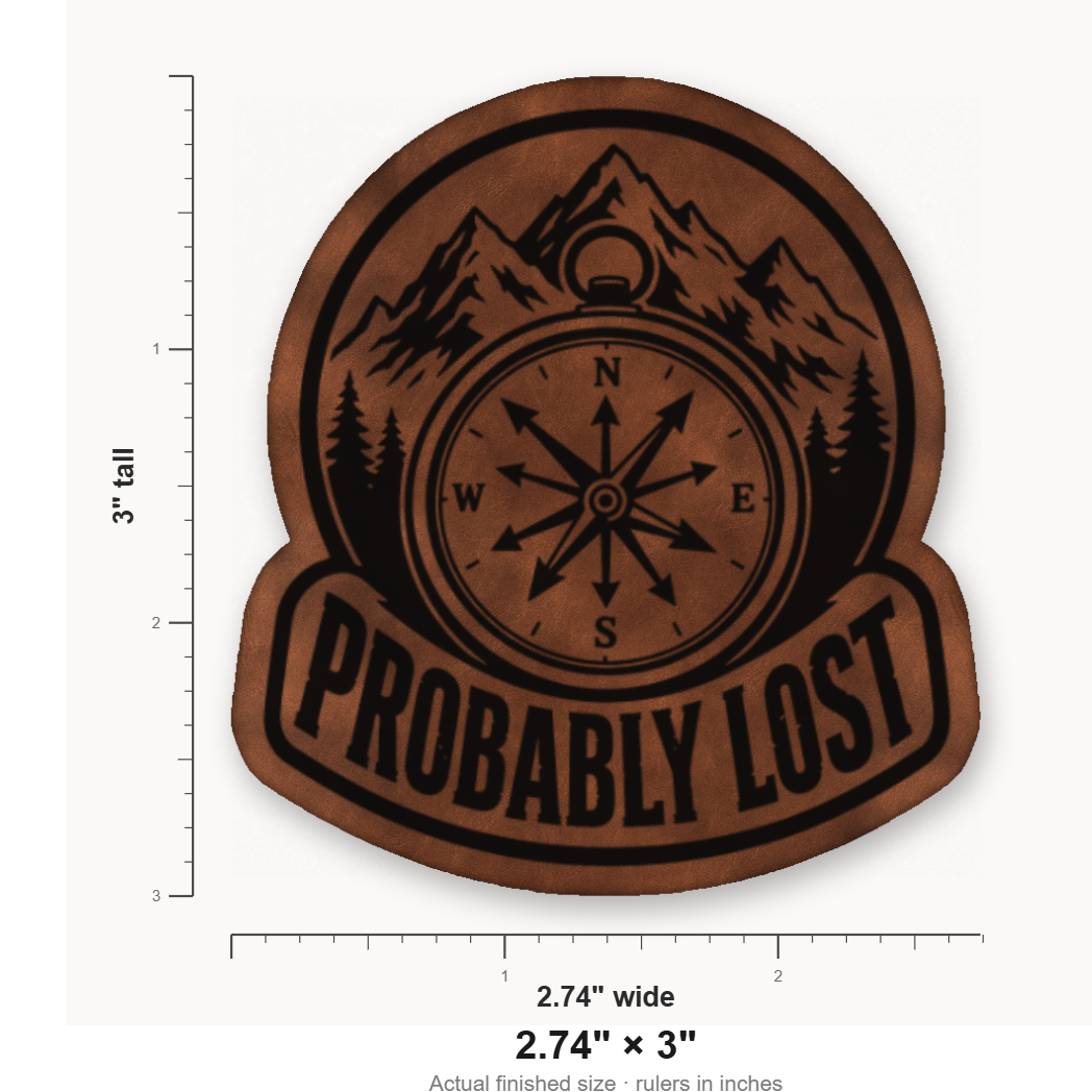 Probably Lost Compass Explorer – Leatherette Morale Patch — size guide