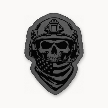 American Tactical Skull Operator – Leatherette Morale Patch — Classic Gray