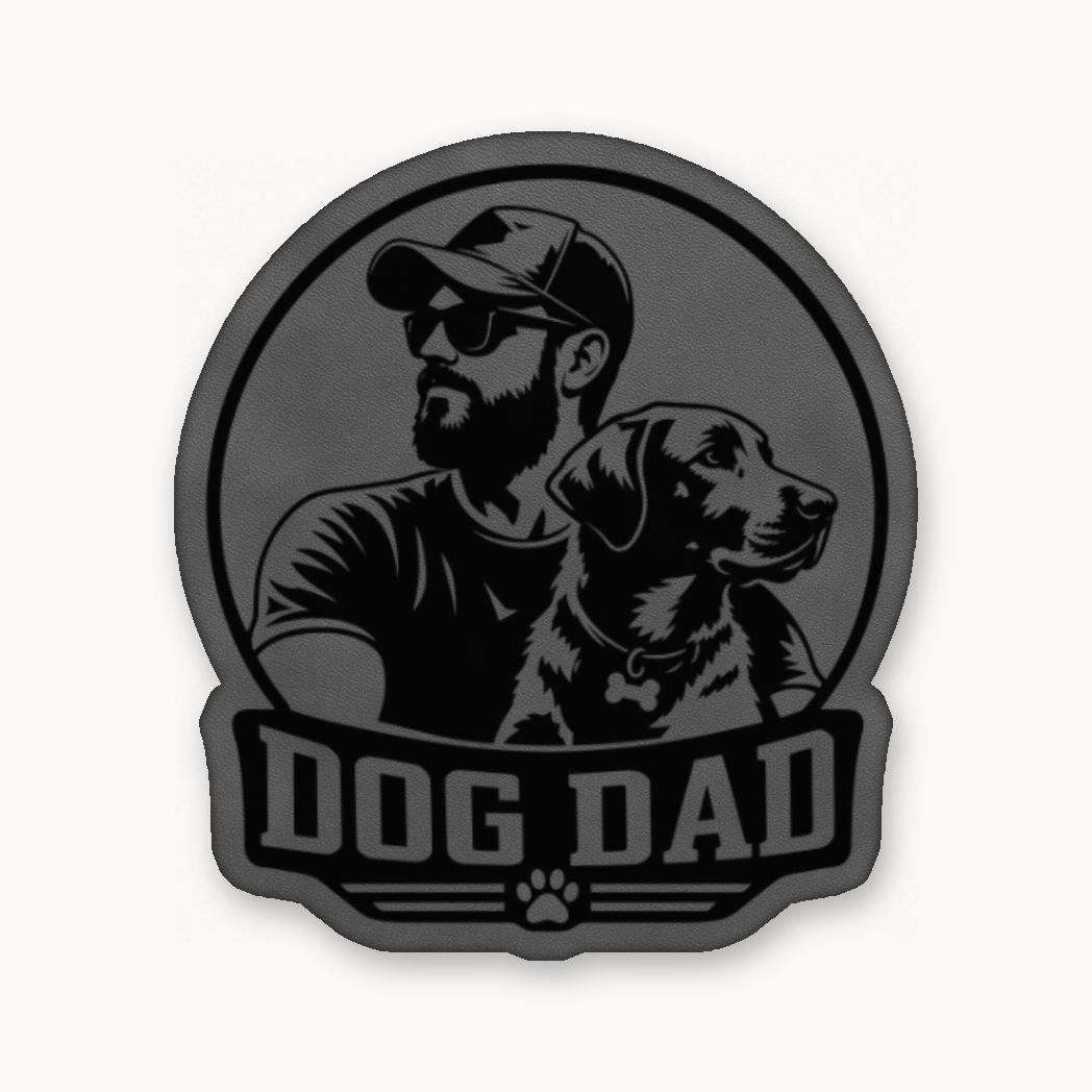 Dog Dad Style 1 – Leatherette Morale Patch — Classic Gray