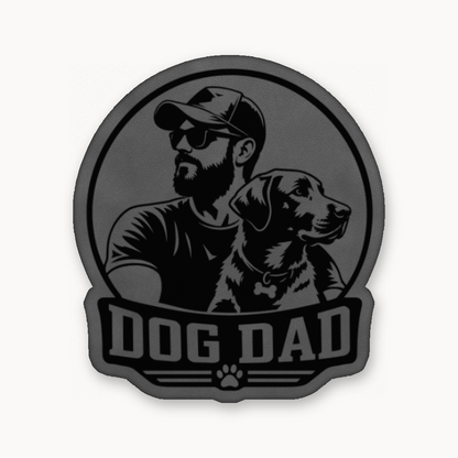 Dog Dad Style 1 – Leatherette Morale Patch — Classic Gray