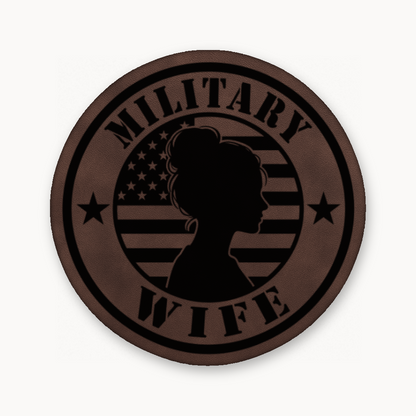 Military Wife Patch – Leatherette Morale Patch — Classic Light Brown