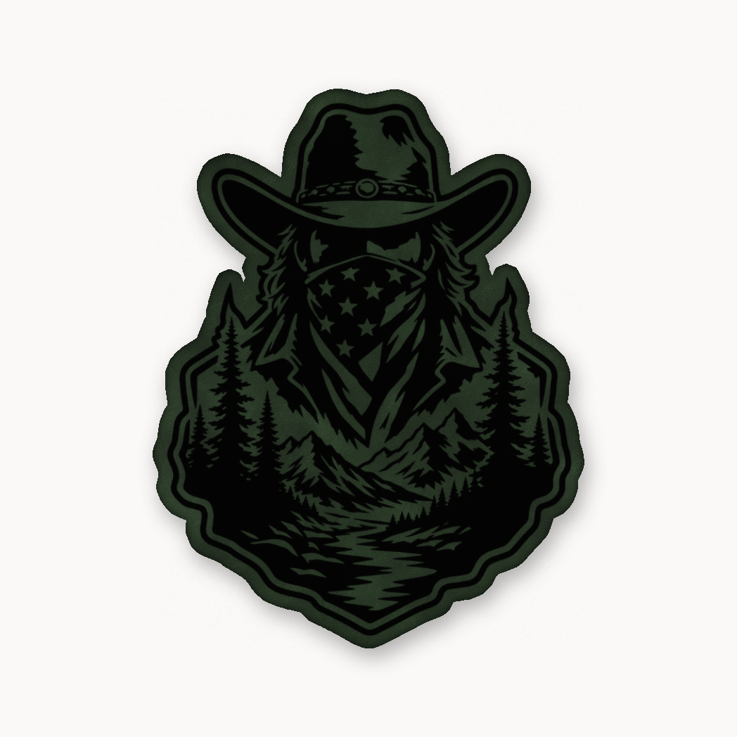 American Cowboy Style 1 – Leatherette Morale Patch — Dark Saddle Green