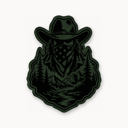 American Cowboy Style 1 – Leatherette Morale Patch — Dark Saddle Green