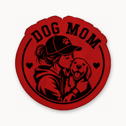 Dog Mom Style 2 – Leatherette Morale Patch — Classic Red