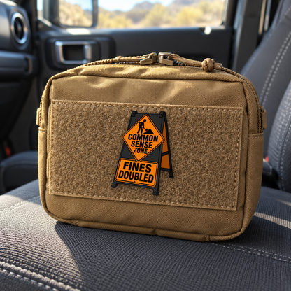 Common Sense Zone – Fines Doubled Folding – Leatherette Morale Patch — in use