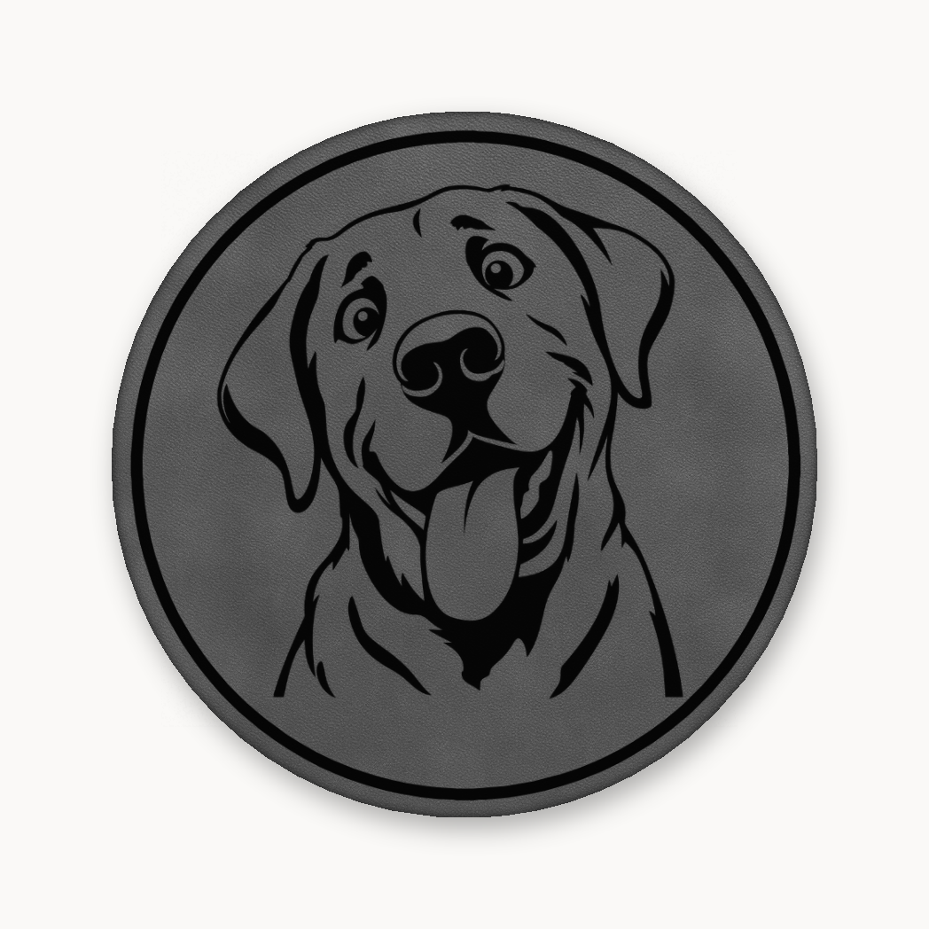 Goofy Labrador – Leatherette Morale Patch — Classic Gray