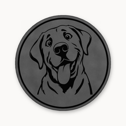 Goofy Labrador – Leatherette Morale Patch — Classic Gray