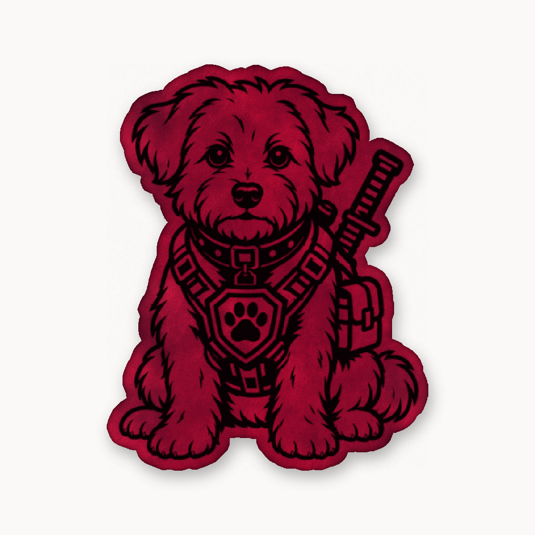 Tactical Maltese – Leatherette Morale Patch — Dark Saddle Red