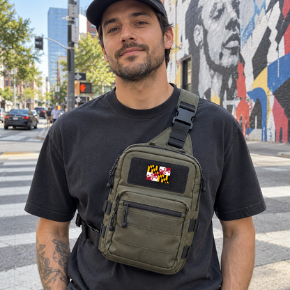 Maryland State Flag – Leatherette Morale Patch — in use