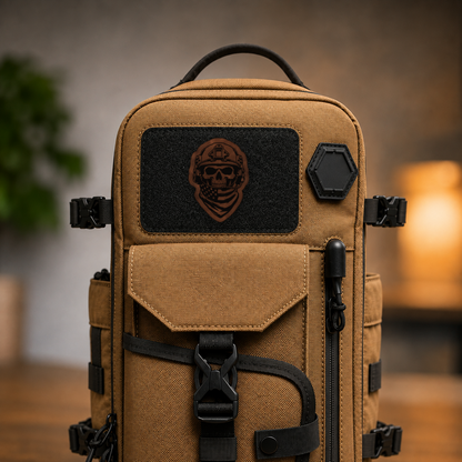 American Tactical Skull Operator – Leatherette Morale Patch — in use