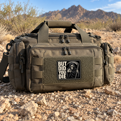 But Did You Die Reaper – Leatherette Morale Patch — in use