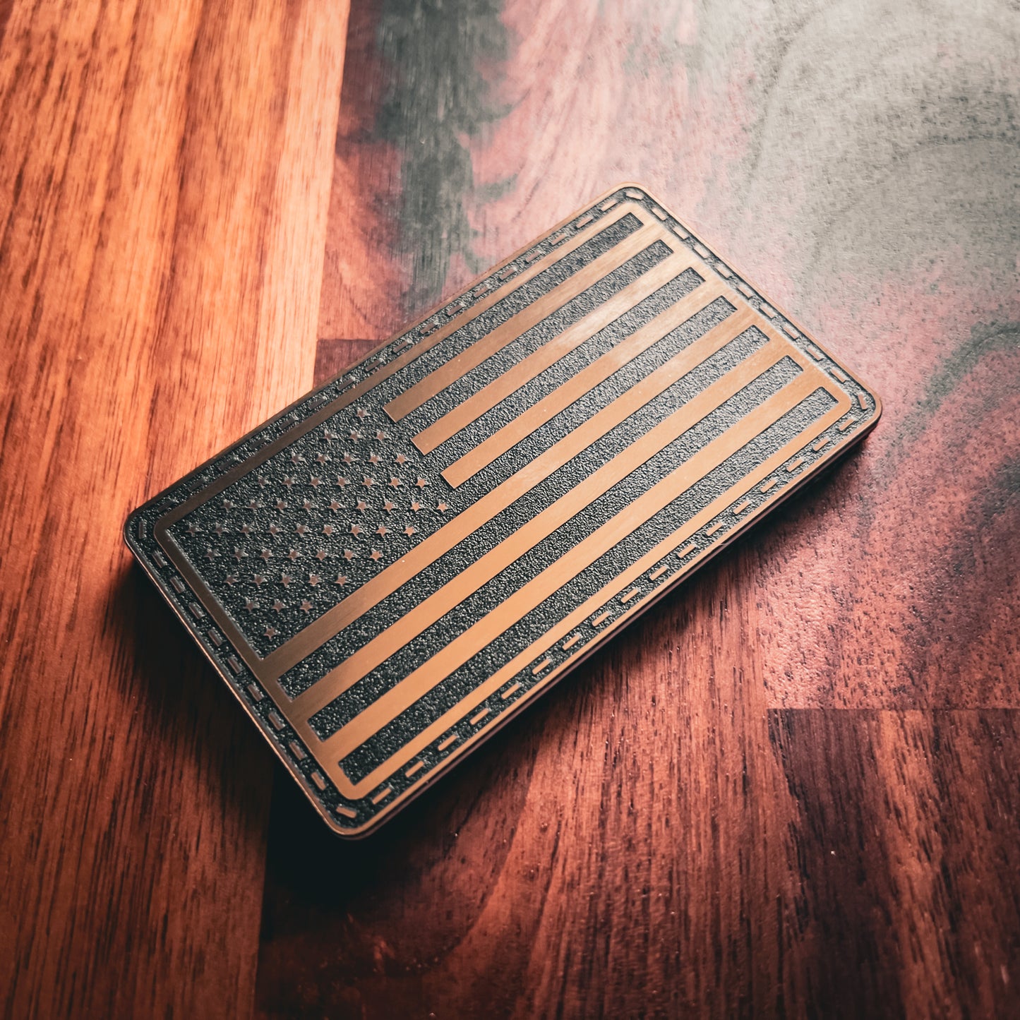SMALL BATCH - Brushed Gold & Black American Flag Patch – Hook Backed