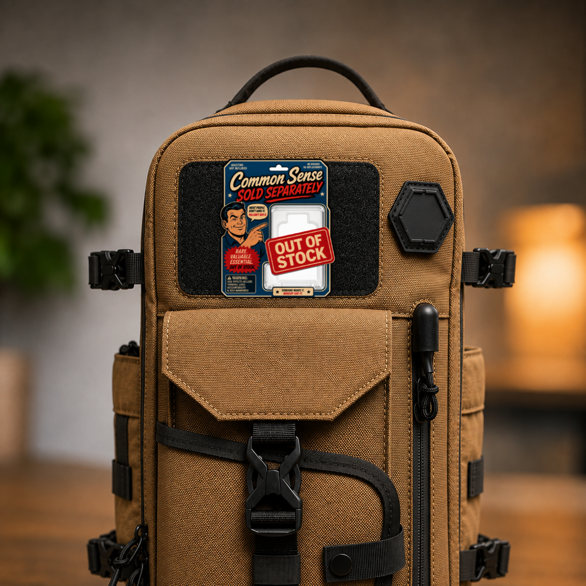 Common Sense Sold Separately – Leatherette Morale Patch — in use
