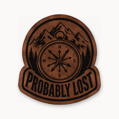 Probably Lost Compass Explorer – Leatherette Morale Patch — Chestnut Saddle Brown
