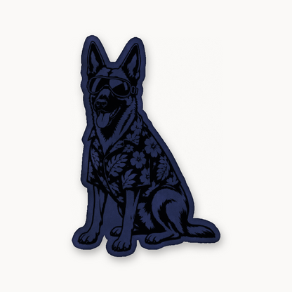 Beach Malinois Patrol – Leatherette Morale Patch — Dark Saddle Blue