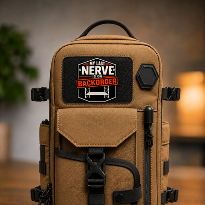 Last Nerve on Backorder – Leatherette Morale Patch — in use