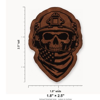 American Tactical Skull Operator – Leatherette Morale Patch — size guide