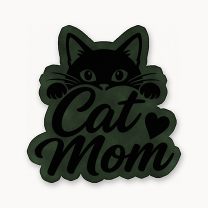Cat Mom – Leatherette Morale Patch — Dark Saddle Green