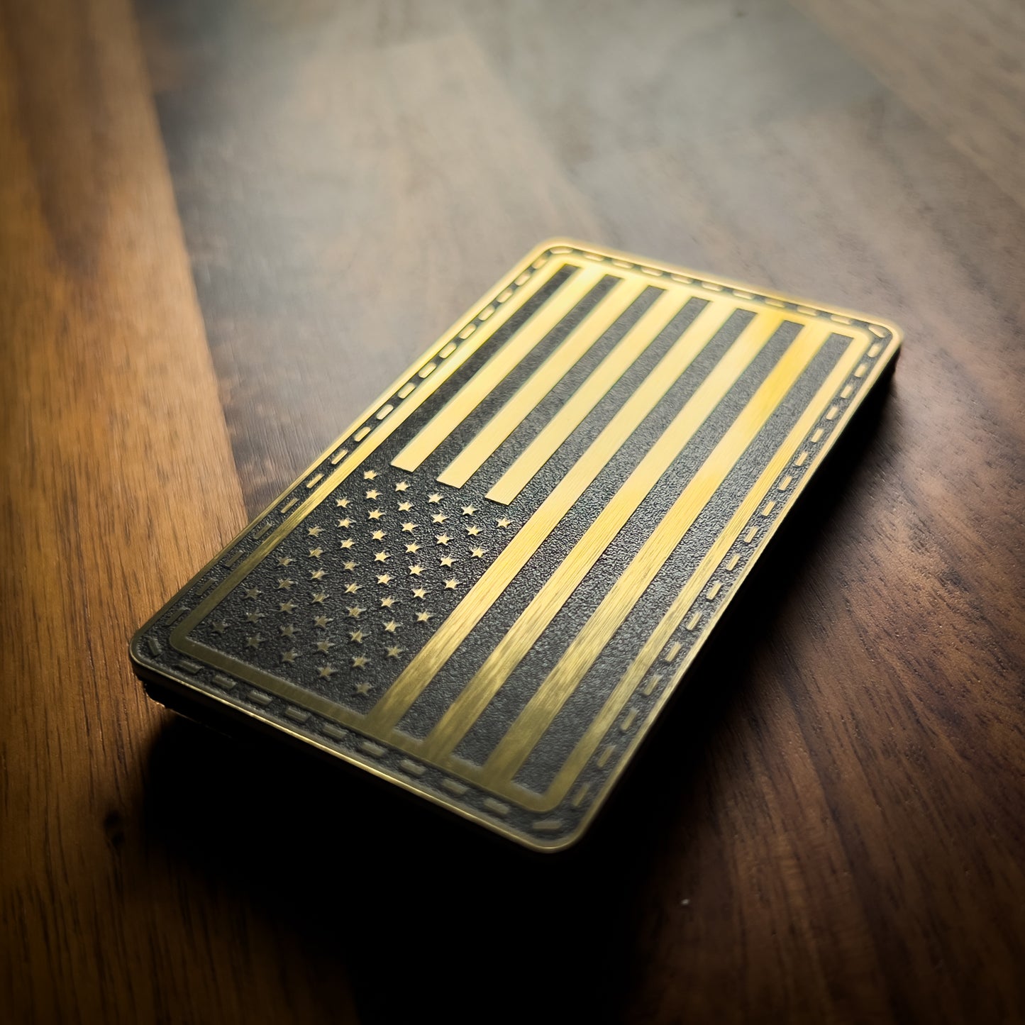 SMALL BATCH - Brushed Gold & Black American Flag Patch – Hook Backed