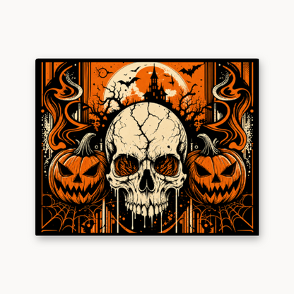 Haunted Skull & Pumpkins – Leatherette Morale Patch — UV Color