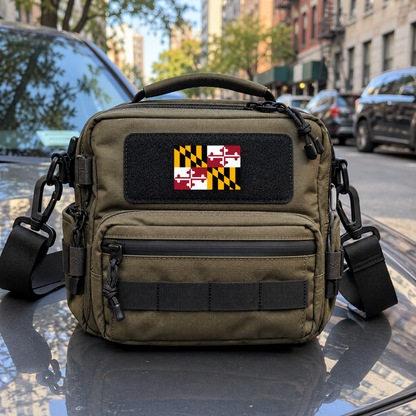 Maryland State Flag – Leatherette Morale Patch — in use