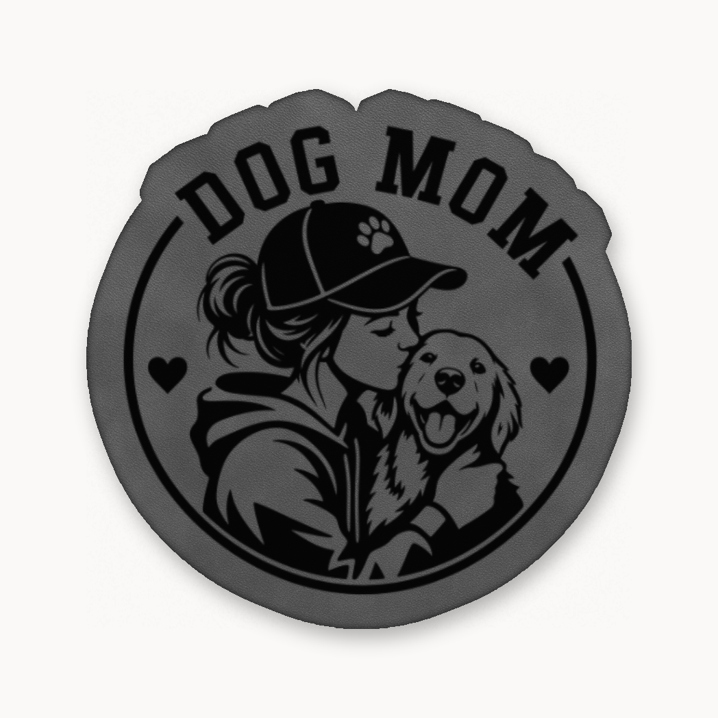 Dog Mom Style 2 – Leatherette Morale Patch — Classic Gray