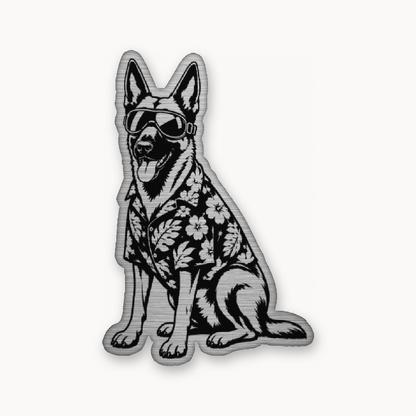 Beach Malinois Patrol – Leatherette Morale Patch — Silver