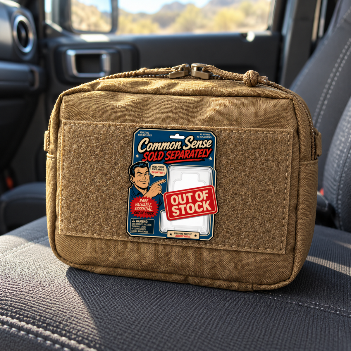 Common Sense Sold Separately – Leatherette Morale Patch — in use