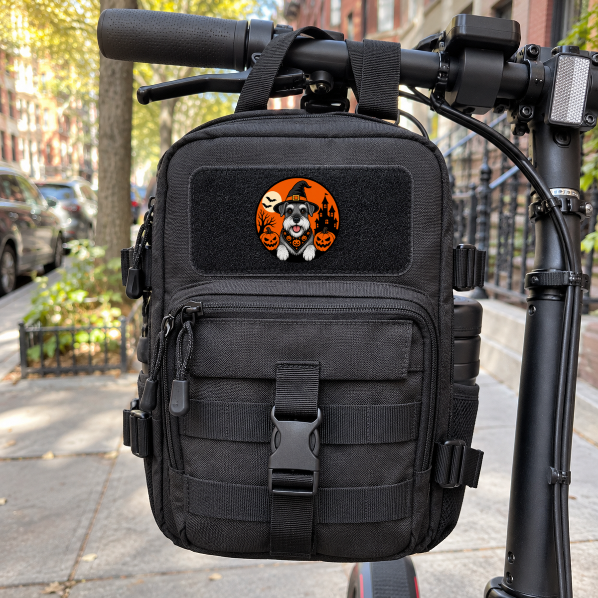 Halloween Schauzer – Leatherette Morale Patch — in use