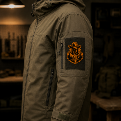 American Cowboy Style 1 – Leatherette Morale Patch — in use