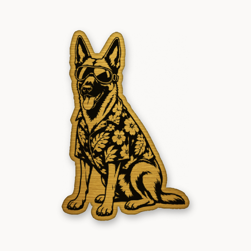 Beach Malinois Patrol – Leatherette Morale Patch — Gold