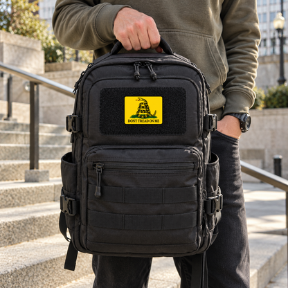 Don't Tread On Me Color – Leatherette Morale Patch — in use