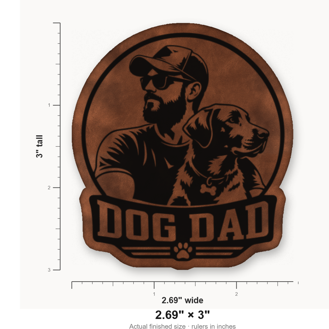 Dog Dad Style 1 – Leatherette Morale Patch — size guide