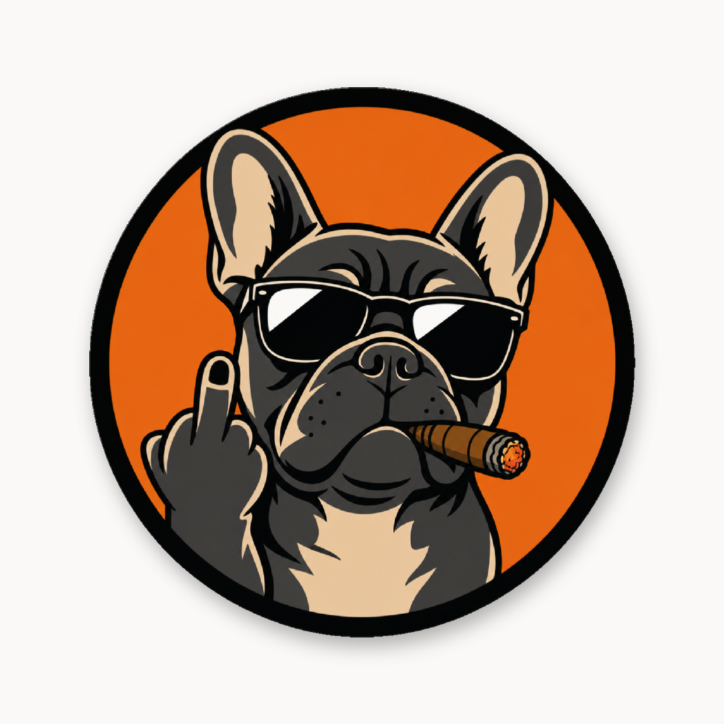 Cigar Frenchie Doesn't Care – Leatherette Morale Patch — UV Color