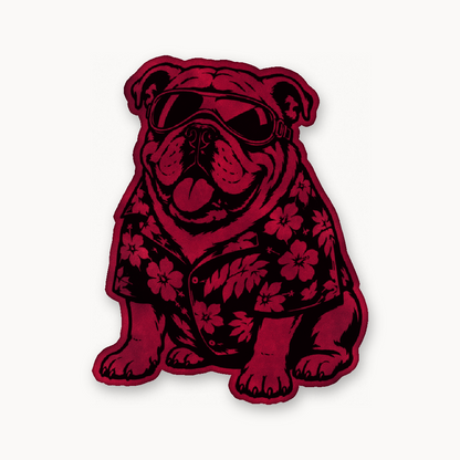 Beach Bulldog – Leatherette Morale Patch — Dark Saddle Red