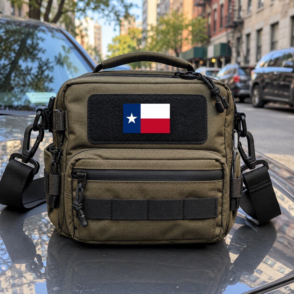 Texas State Flag – Leatherette Morale Patch — in use