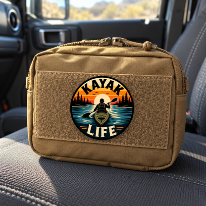 Kayak Life Circle Patch – Leatherette Morale Patch — in use