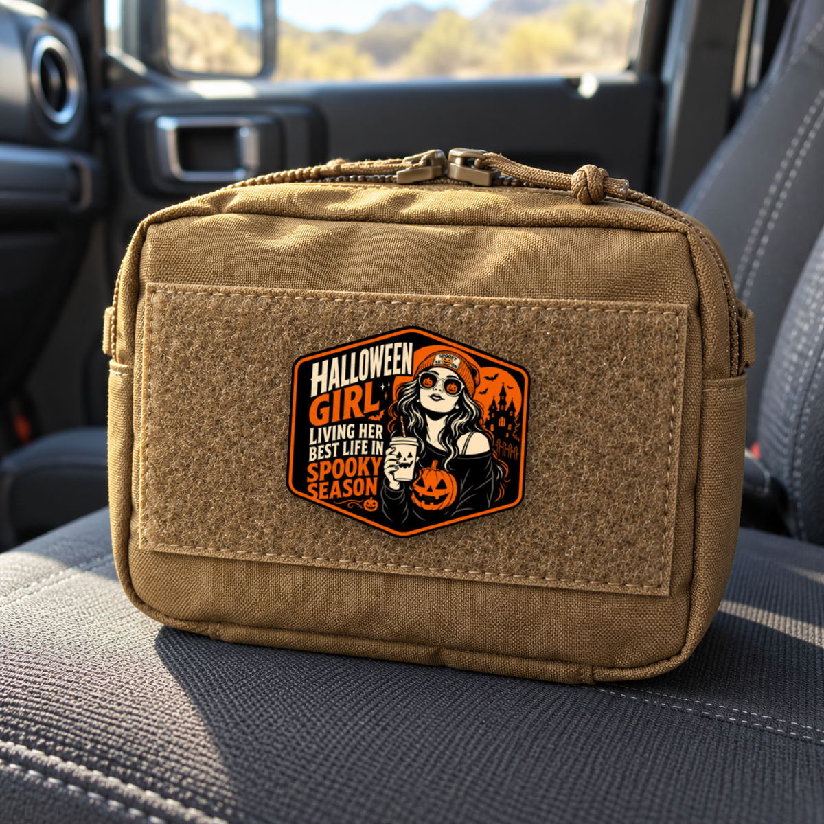Halloween Girl Season 1 – Leatherette Morale Patch — in use