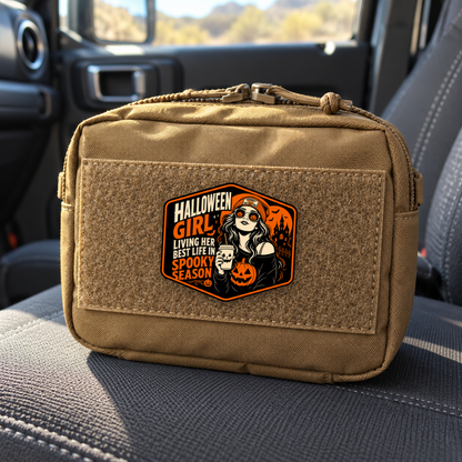 Halloween Girl Season 1 – Leatherette Morale Patch — in use